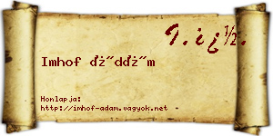 Imhof Ádám névjegykártya